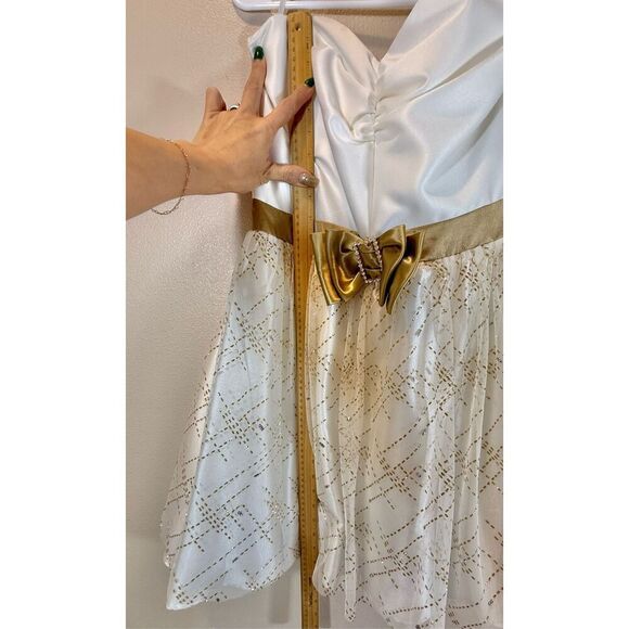 Vintage Jessica McClintock for Gunne Sax Gold & Cream Strapless Sweetheart Dress - Picture 5 of 8